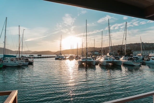Sunset over Knysna Lagoon Yacht Club